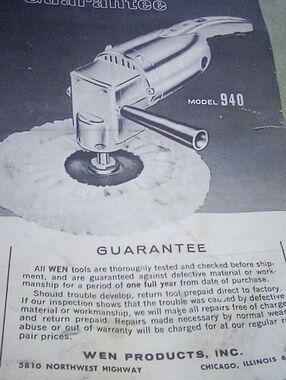 WEN 2 Speed 7 Inch Dusc Sander Polisher And Buffer. Model 940